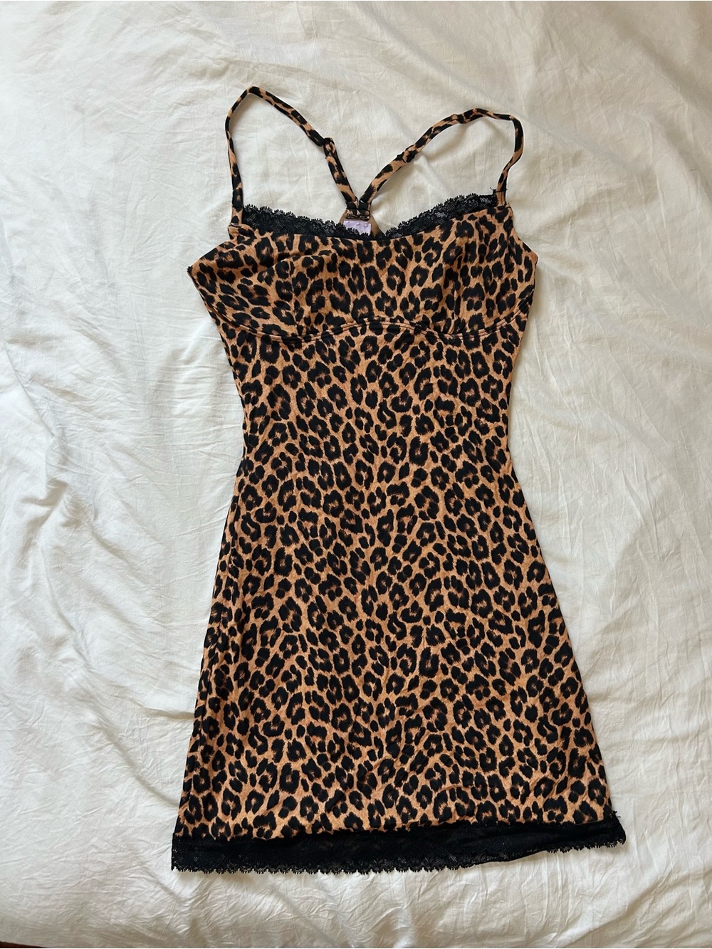 Savage X Fenty Leopard-Print Lace Trim Slip Dress - Brown & Black